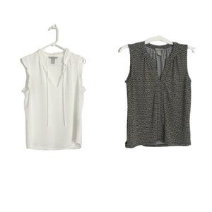 2 H&M Blouses Shirts for Office Business Casual Sleeveless V Neck Size 6